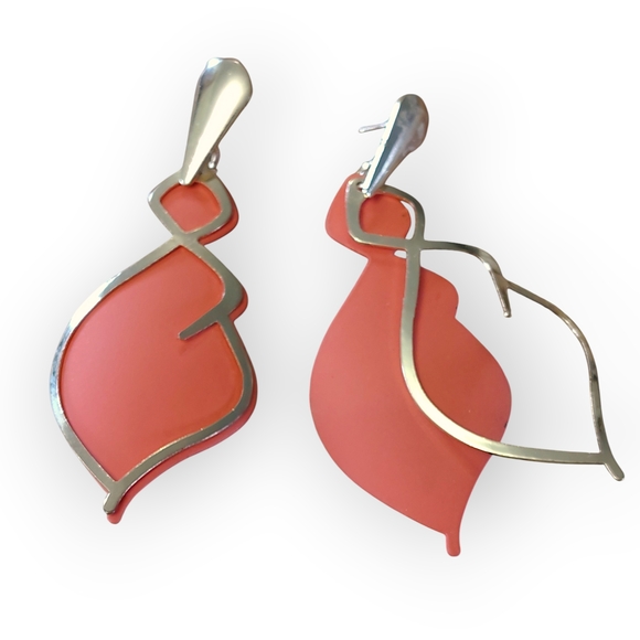 Jewelry - Elegant Silver and Coral Earrings